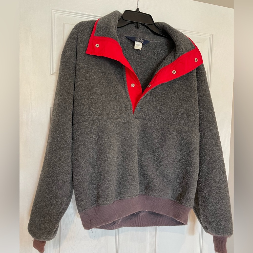Men’s Vintage Woolrich Half Zip Pullover Fleece Sweater Size Medium Made In USA